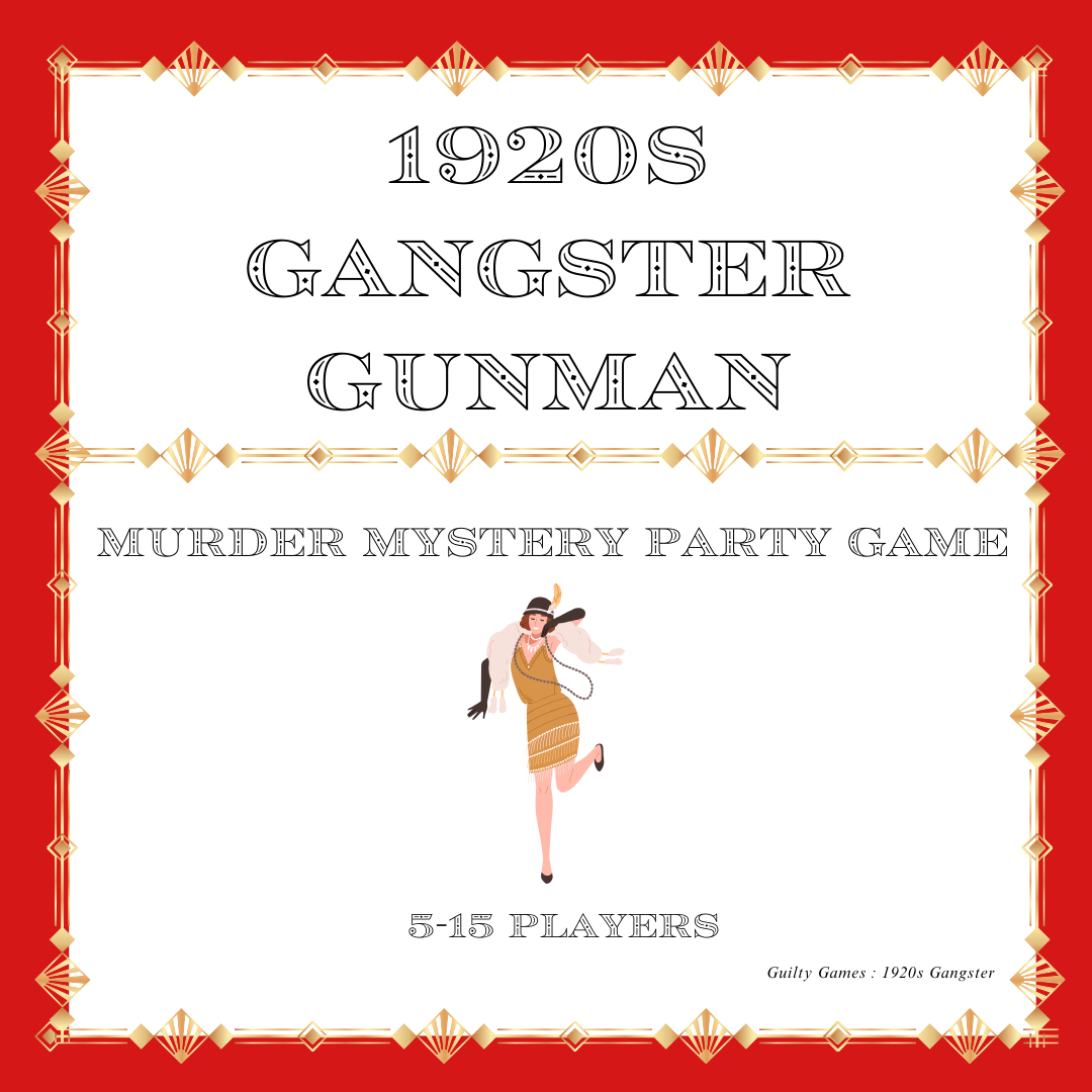 1920s Gangster Gunman Murder Mystery Party Game - digital files delivered via email - Guilty Games