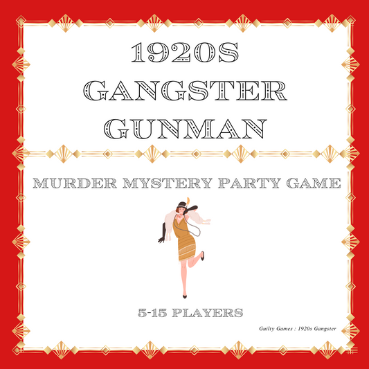 1920s Gangster Gunman Murder Mystery Party Game - digital files delivered via email - Guilty Games