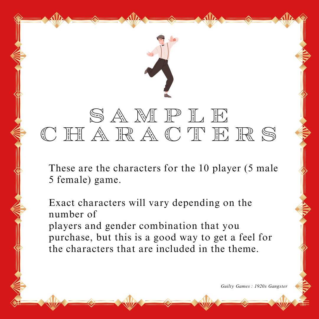 1920s Gangster Gunman Murder Mystery Party Game - digital files delivered via email - Guilty Games