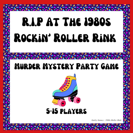 1980s Rockin' Roller Rink Murder Mystery Party Game - digital files delivered via email - Guilty Games