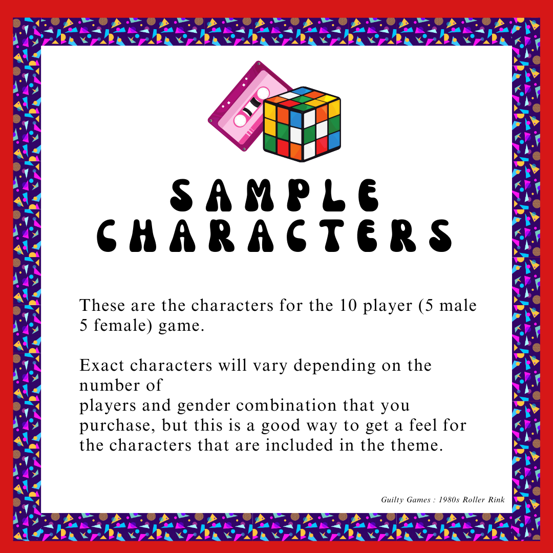 1980s Rockin' Roller Rink Murder Mystery Party Game - digital files delivered via email - Guilty Games