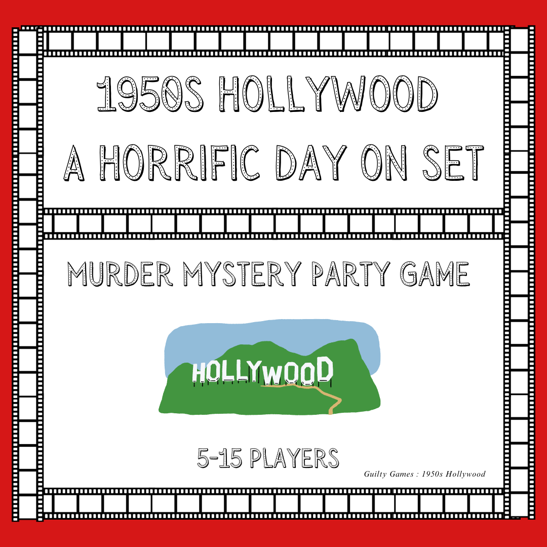 1950s Hollywood Murder Mystery Game - digital files delivered via email - Guilty Games