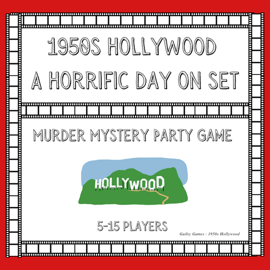 1950s Hollywood Murder Mystery Game - digital files delivered via email - Guilty Games