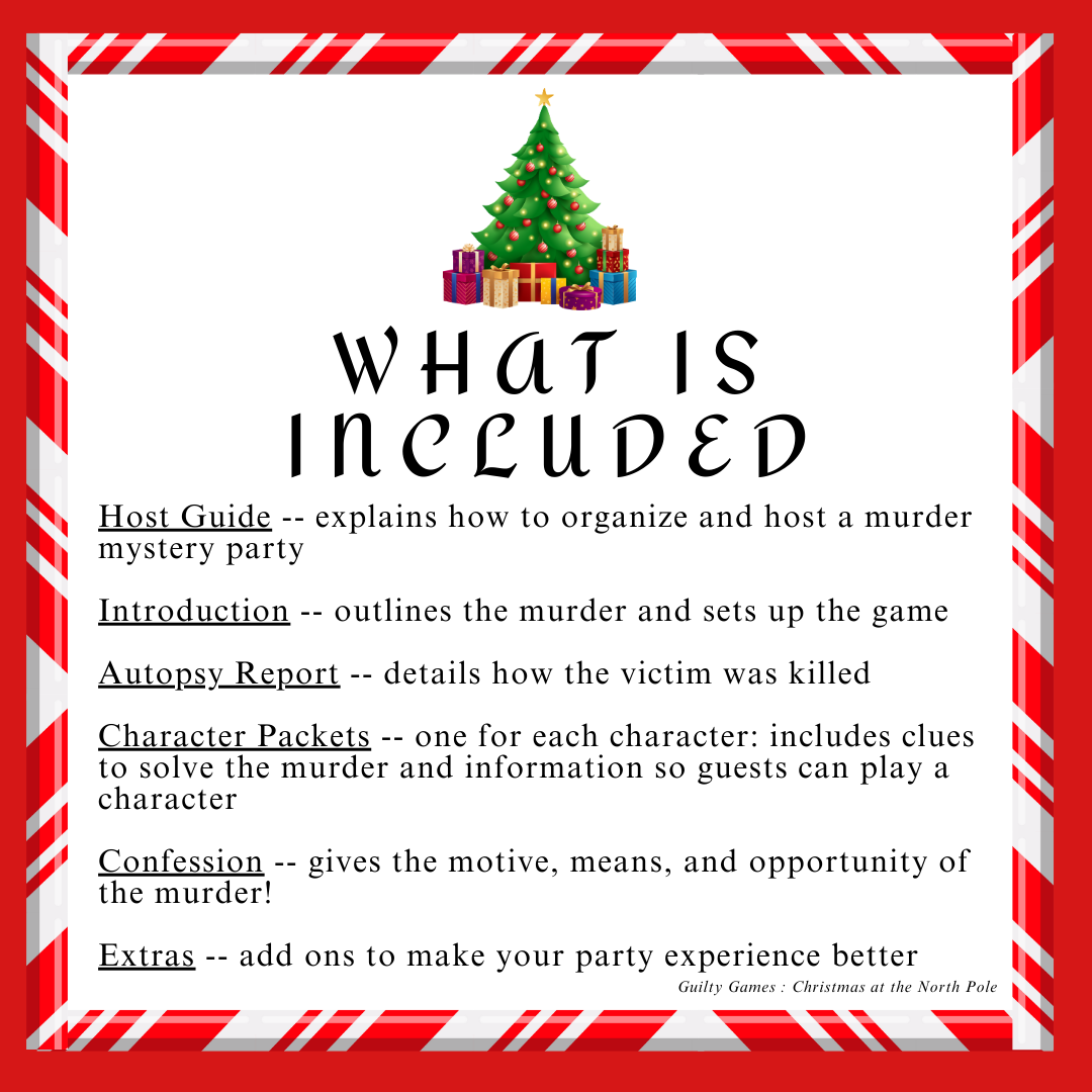 Christmas at the North Pole Murder Mystery Party Game, Family-friendly Christmas Activities - digital files delivered via email - Guilty Games