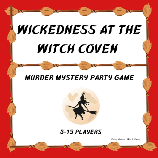 Witch Coven Murder Mystery Party Game - digital files delivered via email - Guilty Games