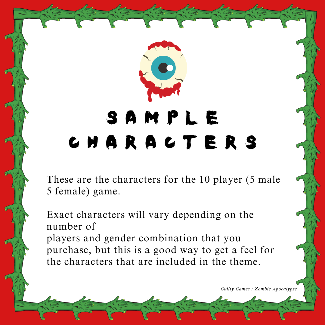 Zombie Apocalypse Murder Mystery Party Game - digital files delivered via email - Guilty Games