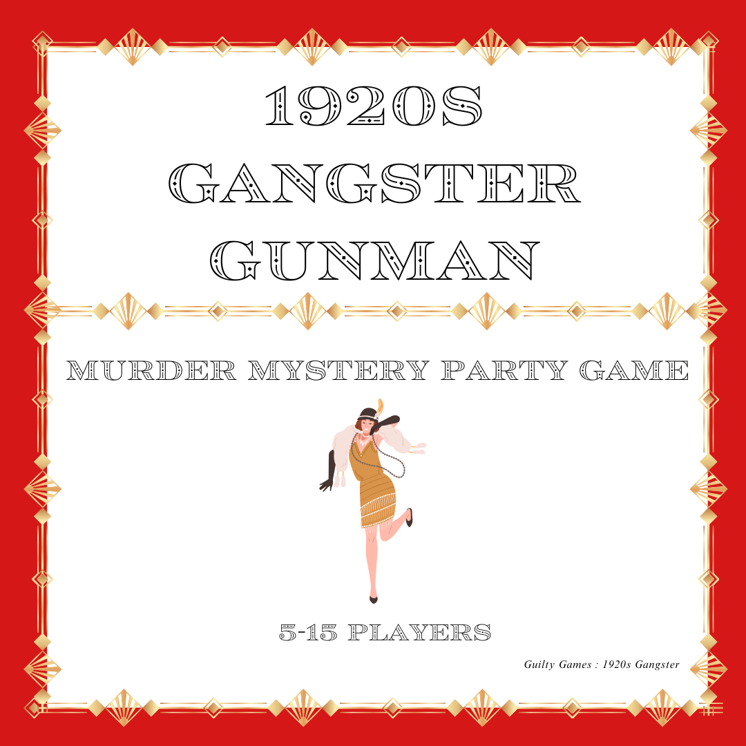 1920s Gangster Gunman Murder Mystery Party Game - digital files delivered via email