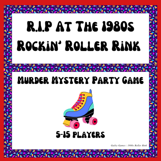1980s Rockin' Roller Rink Murder Mystery Party Game - digital files delivered via email