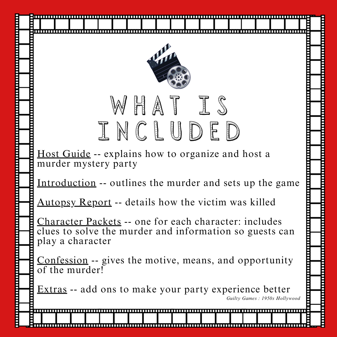 Murder Mystery Murder In Hollywood Party Game Host Your Own Murder Adventure