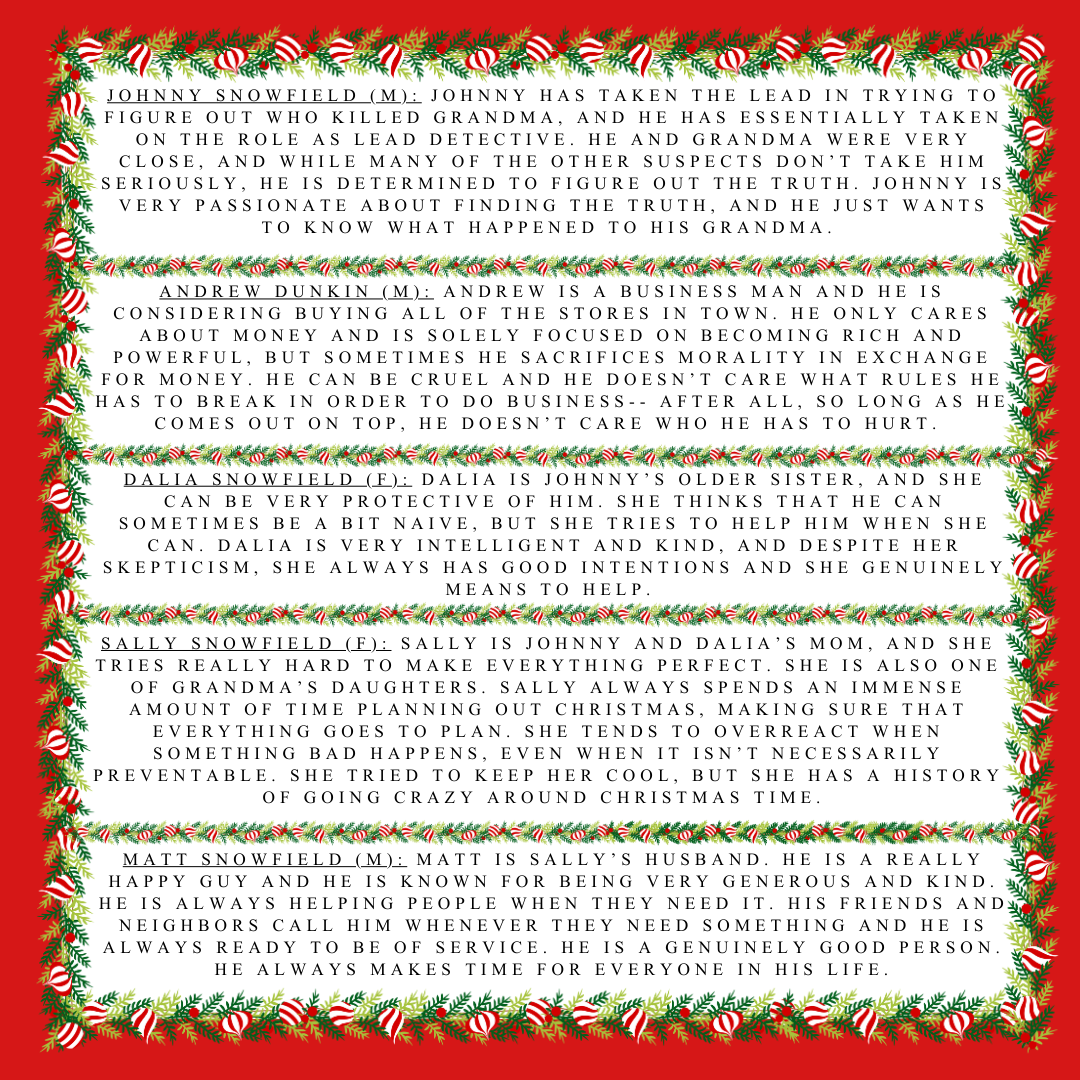 Christmas Family Gathering Murder Mystery Party Game - digital files delivered via email