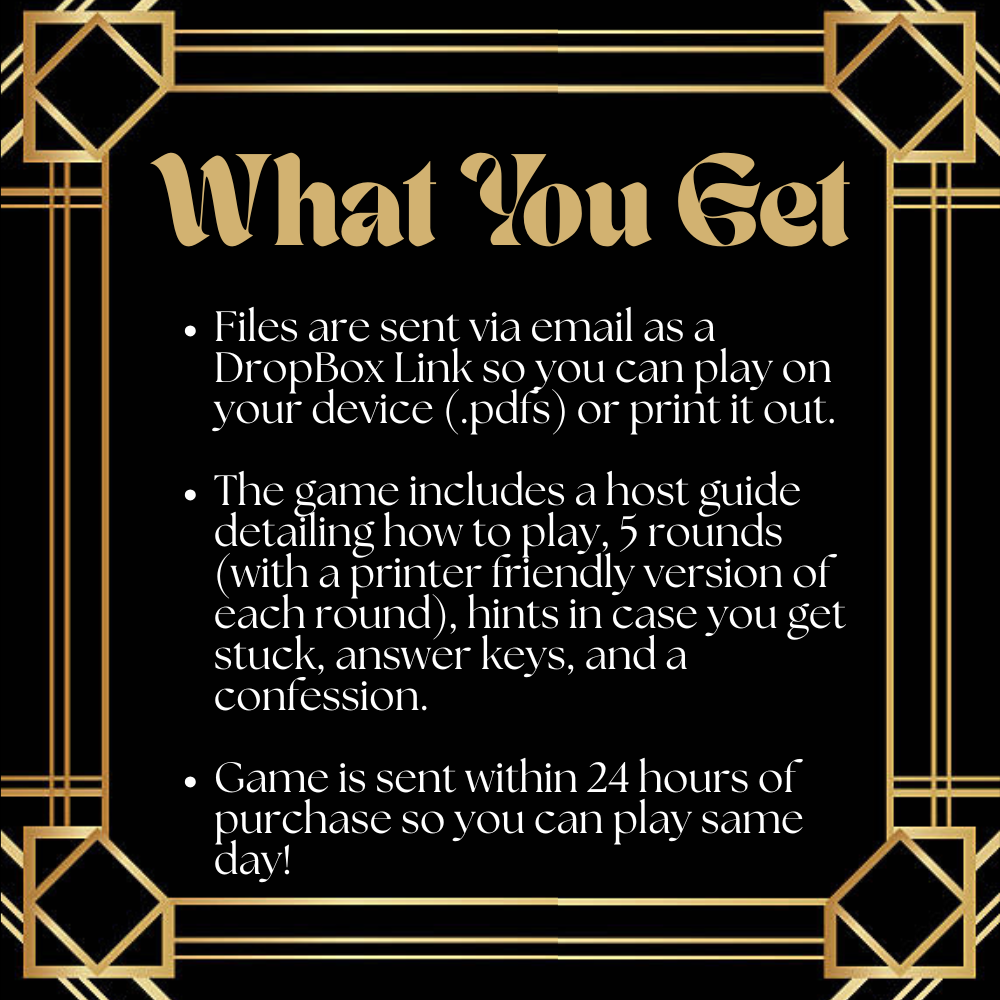 1920s Date Night Murder Mystery Game – Long Distance Friendly Murder Mystery Game