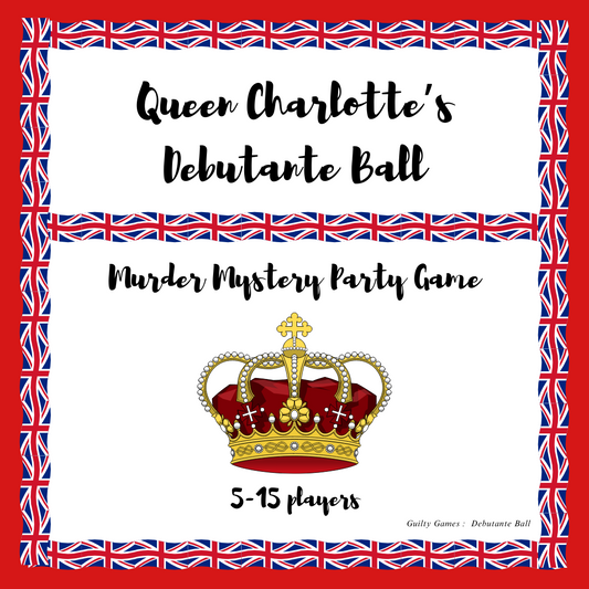 Queen Charlotte's Debutante Ball Murder Mystery Party Game Kit - digital files delivered via email, Bridgerton Inspired Party Game