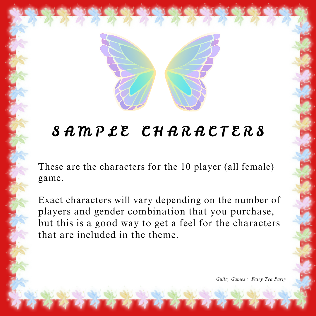 Fairy Forest Tea Party Murder Mystery Party Game - digital files delivered via email