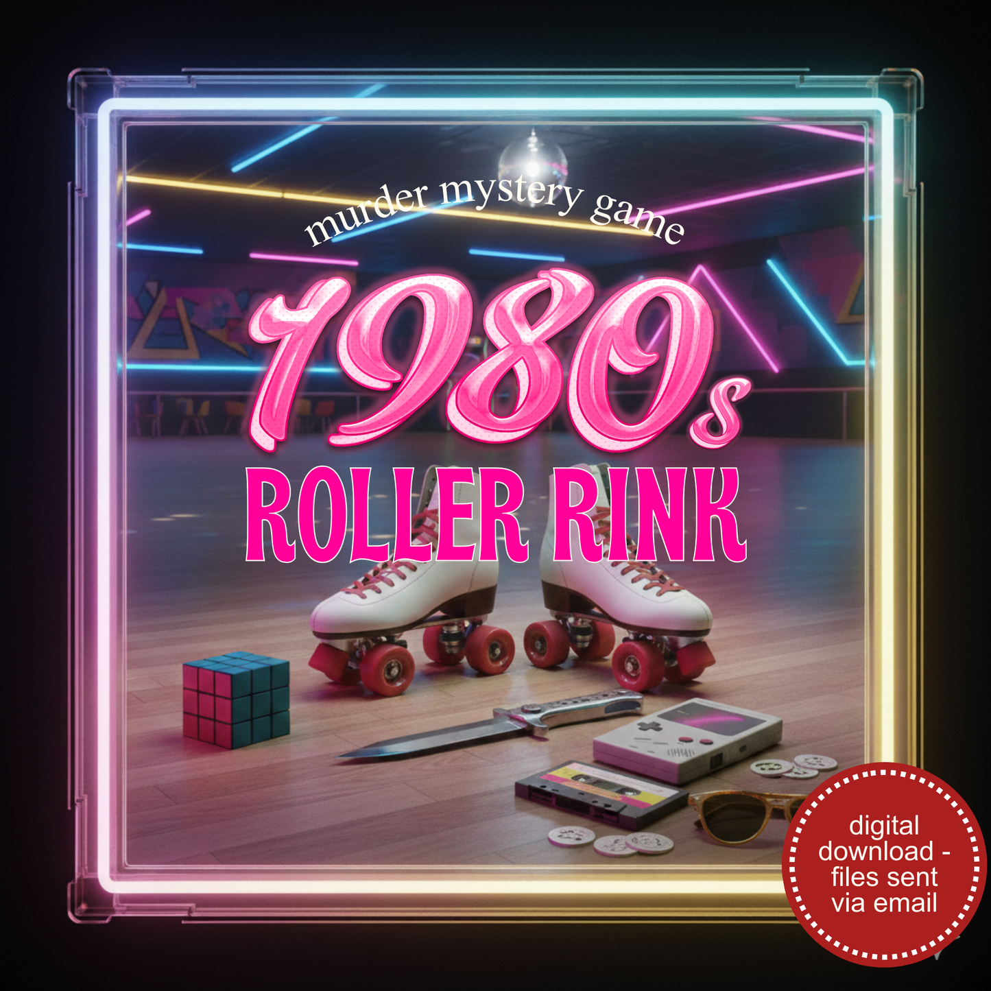 1980s Rockin' Roller Rink Murder Mystery Party Game - digital files delivered via email