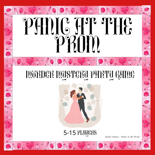 Panic at the Prom Murder Mystery Party Game - digital files delivered via email