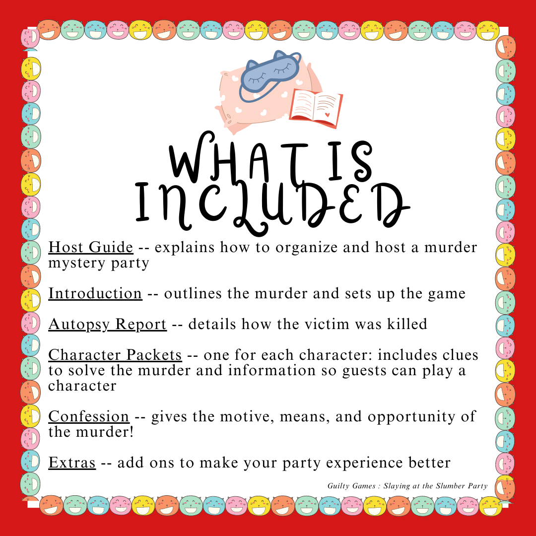 Slaying at the Slumber Party Murder Mystery Party Game - digital files delivered via email