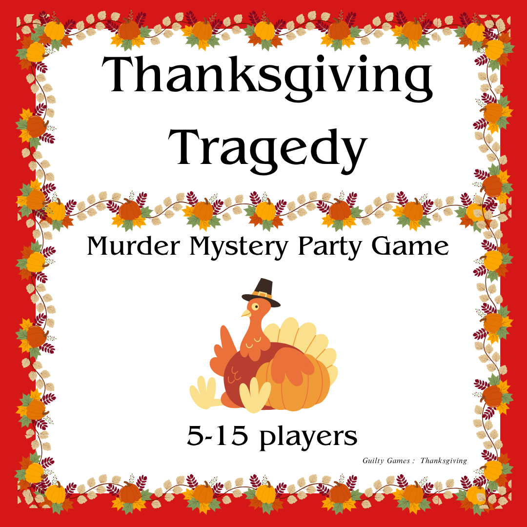 Thanksgiving Family Dinner Party Murder Mystery Party Game Kit - digital files delivered via email