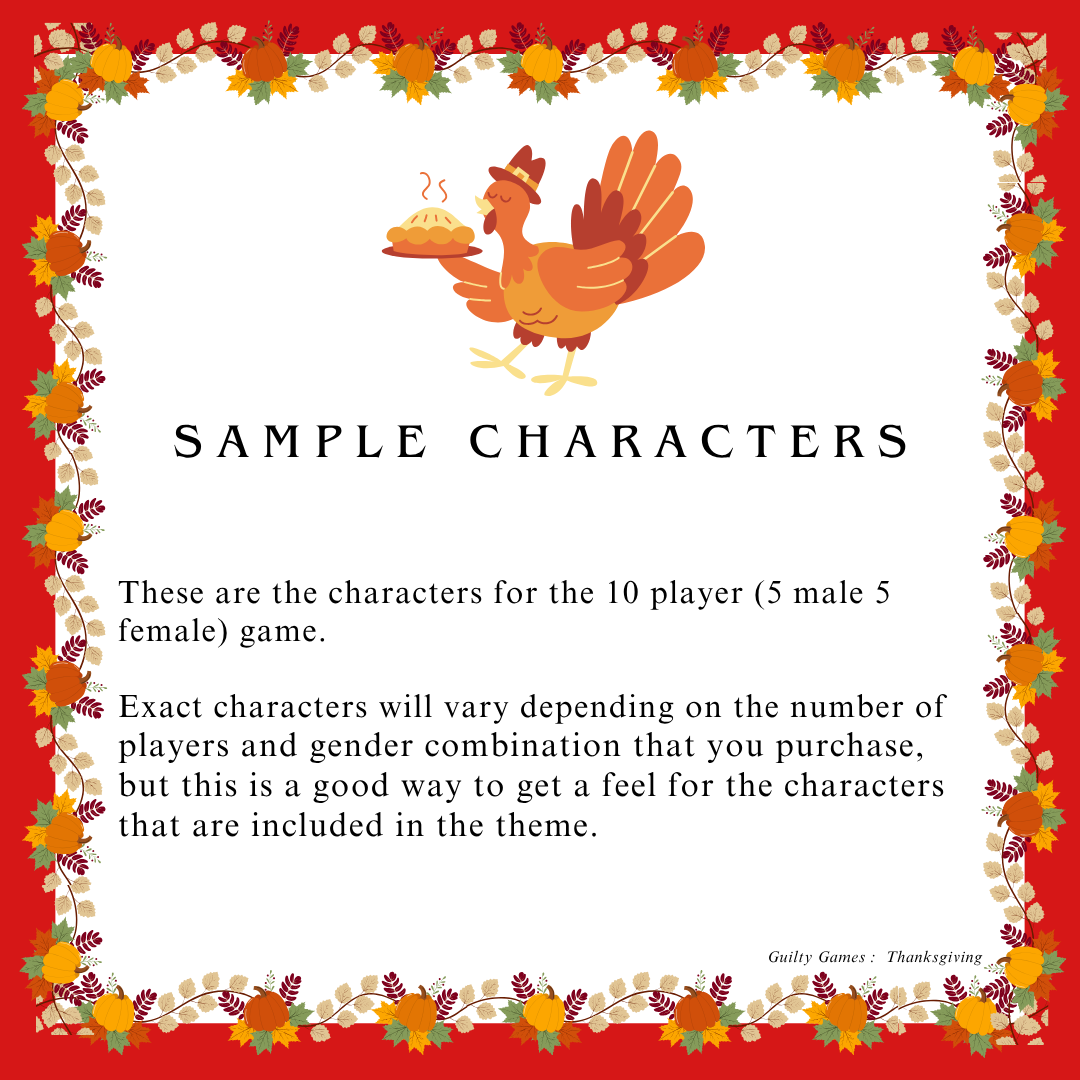 Thanksgiving Family Dinner Party Murder Mystery Party Game Kit - digital files delivered via email