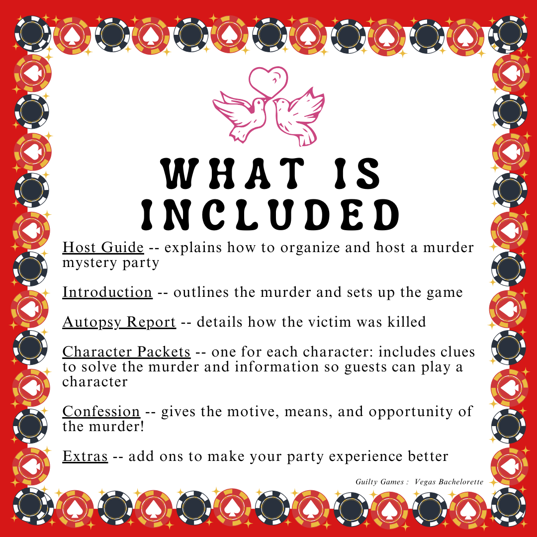 Vegas Bachelorette Murder Mystery Game - Digital Files Delivered via email