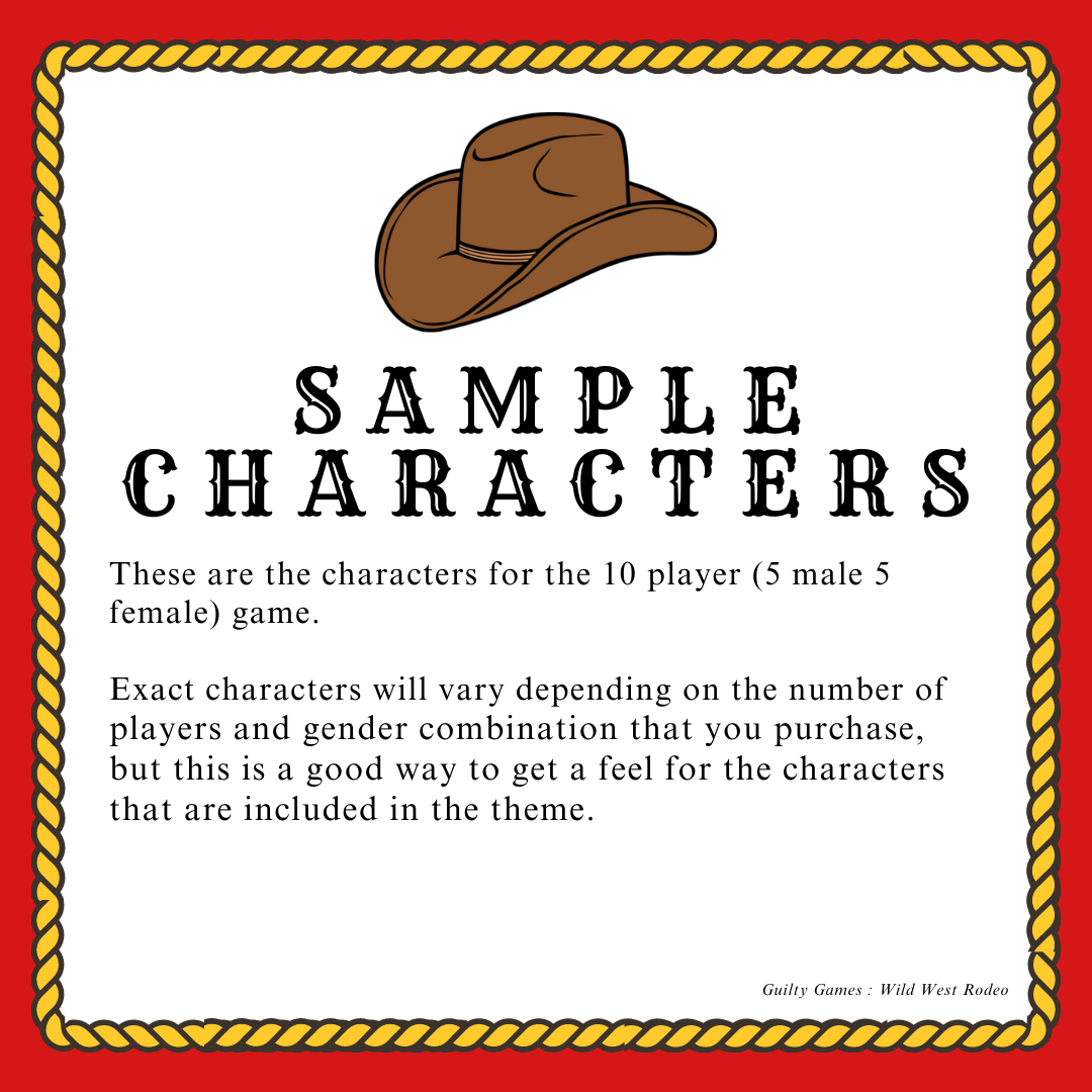 Wild West Rodeo Ripper Murder Mystery Party Game - digital files delivered via email