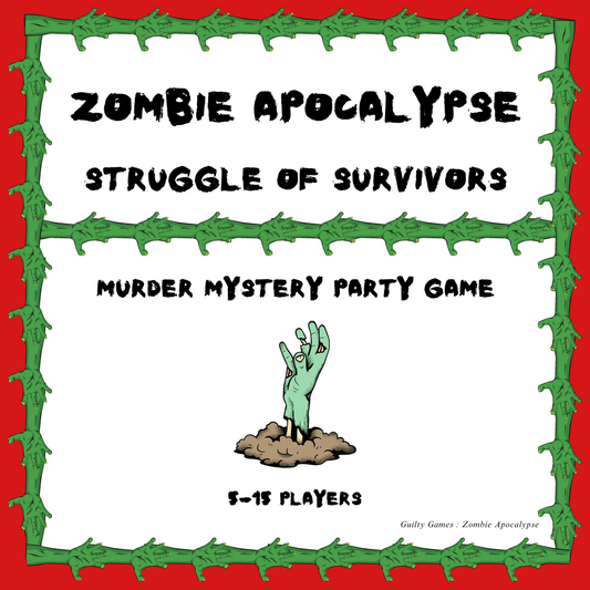 Zombie Apocalypse Murder Mystery Party Game - digital files delivered via email