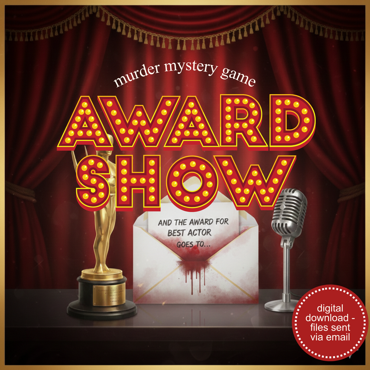 Award Show Murder Mystery Party Game - digital files delivered via email