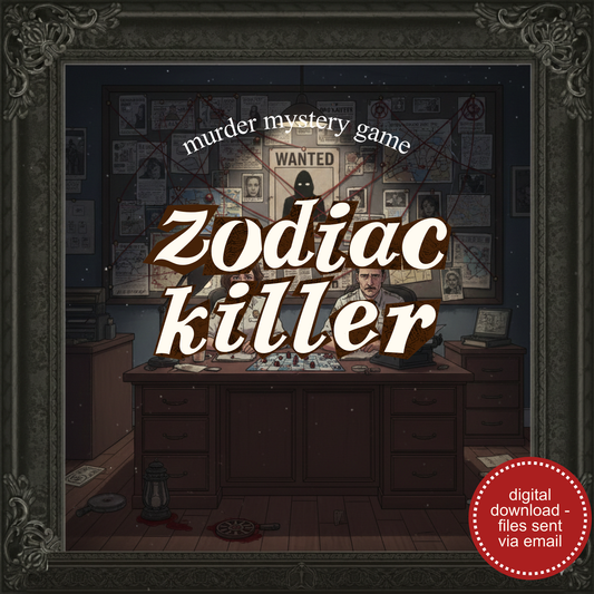 Zodiac Killer Murder Mystery Party Game - digital files delivered via email