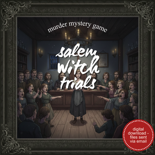 Slaying at the Salem Witch Trials Murder Mystery Party Game - digital files delivered via email