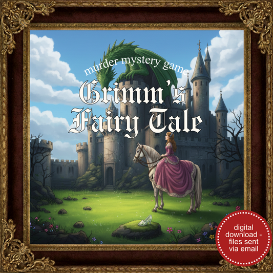 Grimm's Fairy Tales Murder Mystery Party Game - digital files delivered via email 5-15 players