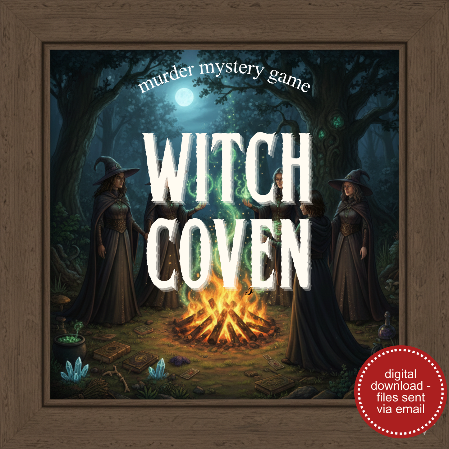 Witch Coven Murder Mystery Party Game - digital files delivered via email