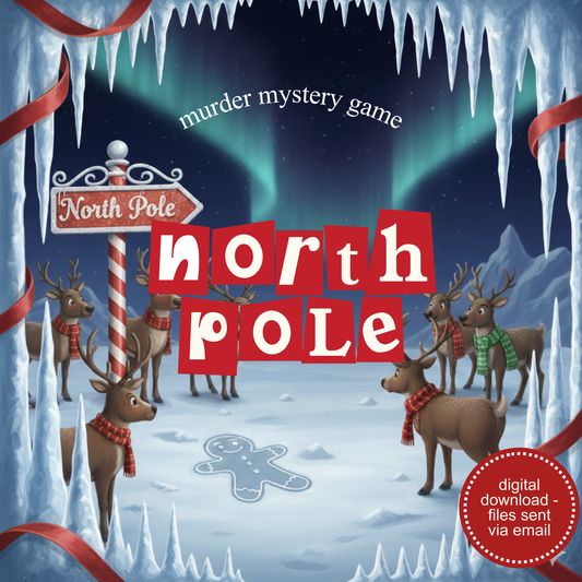 Christmas at the North Pole Murder Mystery Party Game, Family-friendly Christmas Activities - digital files delivered via email