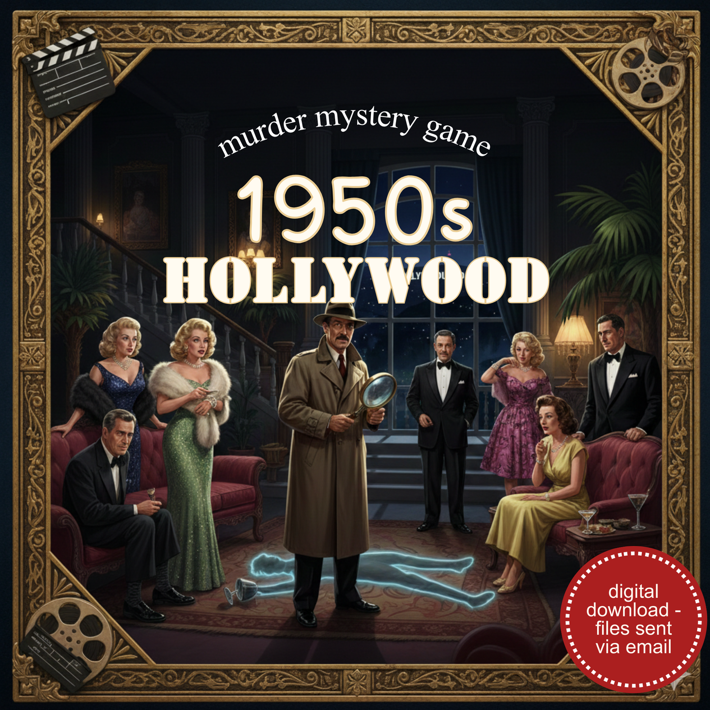 1950s Hollywood Murder Mystery Game - digital files delivered via email