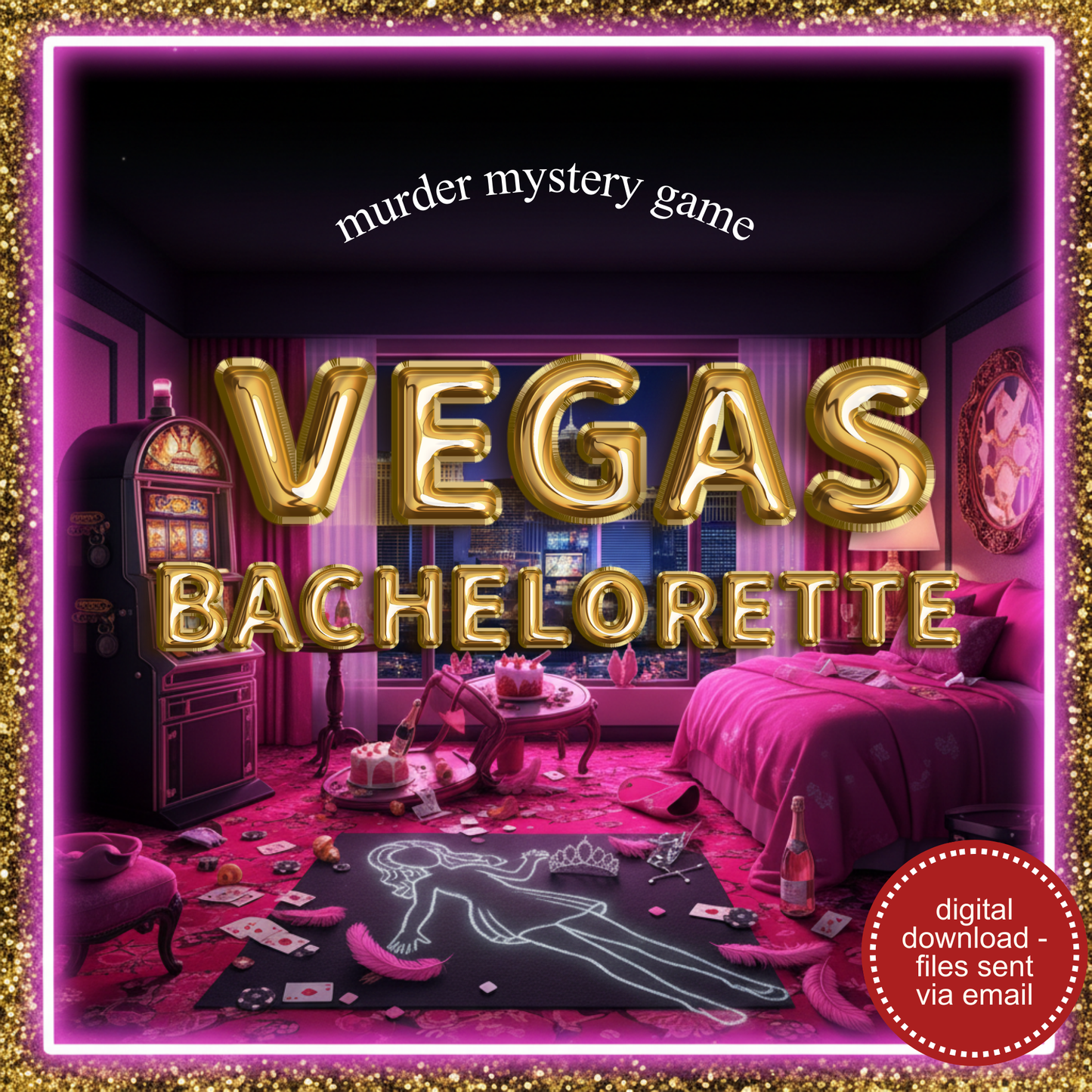 Vegas Bachelorette Murder Mystery Game - Digital Files Delivered via email